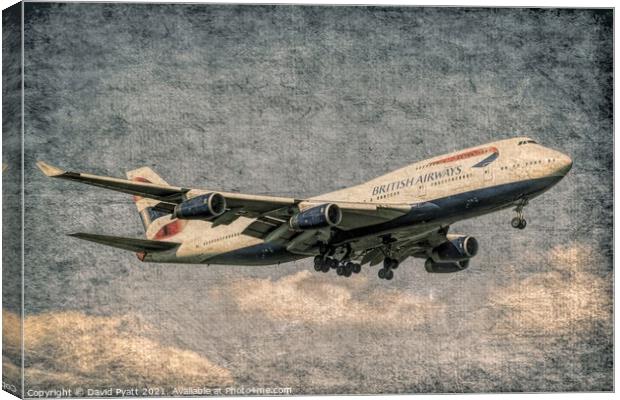 British Airways Boeing 747 Weathered Metal     Canvas Print by David Pyatt
