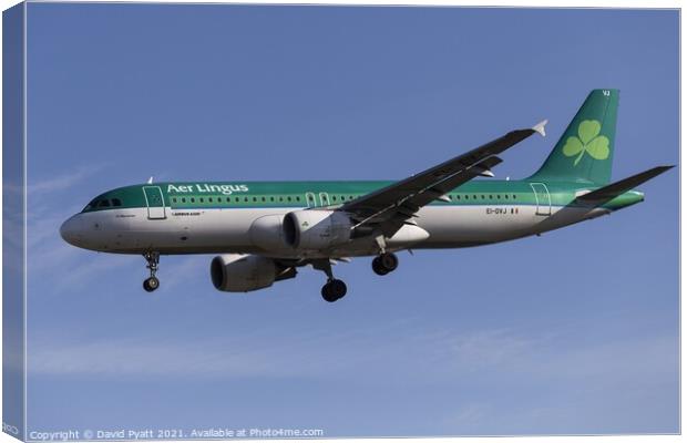 Aer Lingus Airbus A320-214                      Canvas Print by David Pyatt