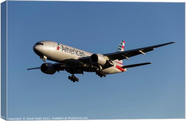 American Airlines Boeing 777                      Canvas Print by David Pyatt