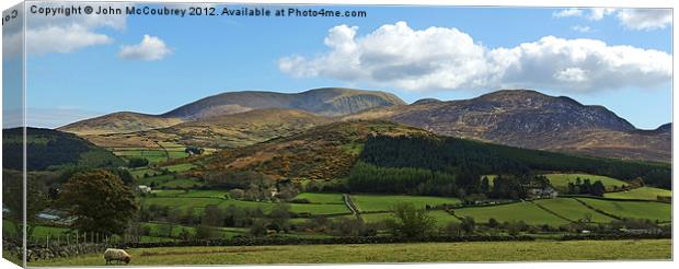 View of the Mourne Mountains Canvas Print by John McCoubrey