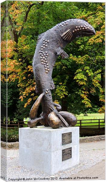 Brown Trout Statue Canvas Print by John McCoubrey