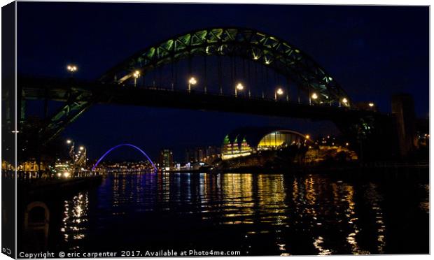Tyne bridges at night Canvas Print by eric carpenter