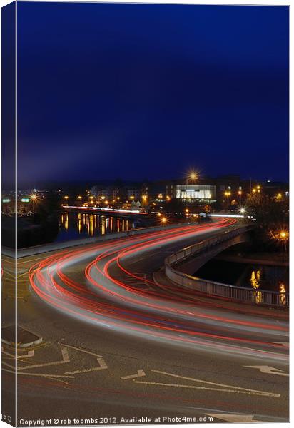 LIGHT TRAIL CURVES Canvas Print by Rob Toombs