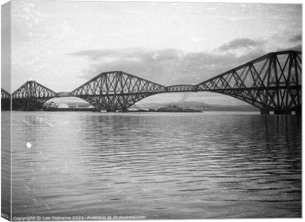 Forth Bridge Vintage Monochrome Canvas Print by Lee Osborne