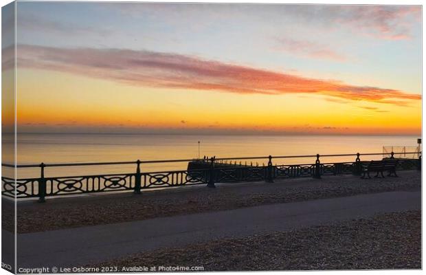 Brighton Beach Sunset Canvas Print by Lee Osborne