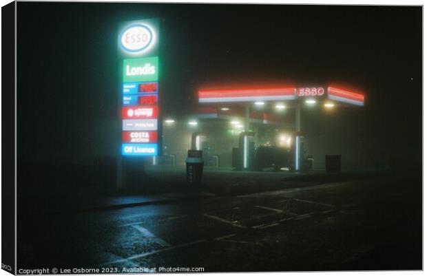 Filling Station at Night Canvas Print by Lee Osborne