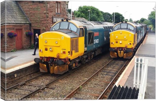 Class 37s at St. Bees, Cumbrian Coast Line Canvas Print by Lee Osborne