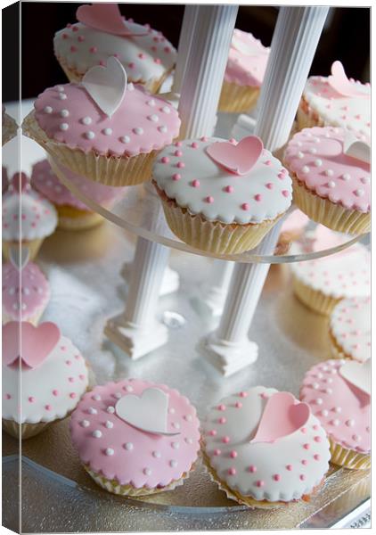 Pink and White Cup Cakes Canvas Print by Karen McGrath