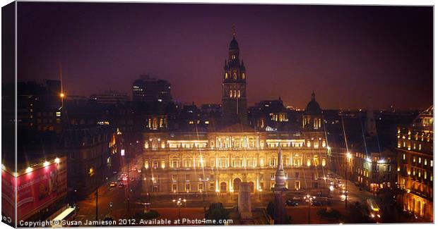 George Square Glasgow at night Canvas Print by Susan Jamieson