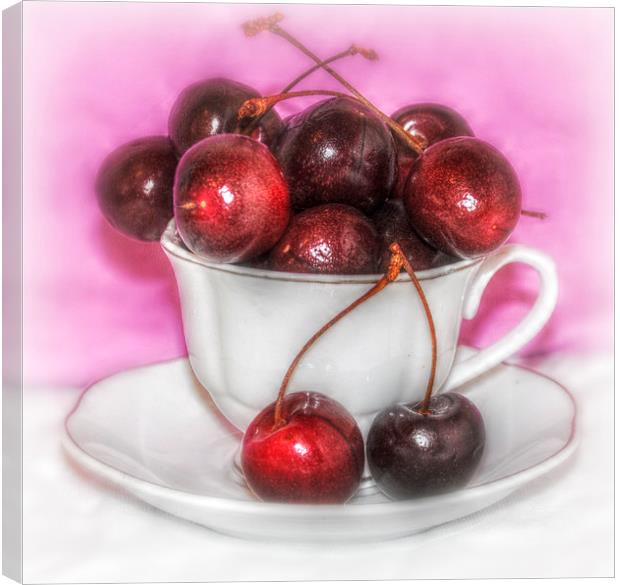  a cup of cherries Canvas Print by sue davies