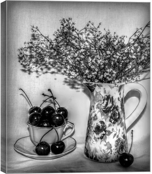  a cup of cherries Canvas Print by sue davies