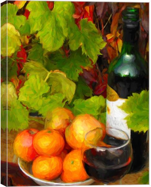 vino and fruit Canvas Print by sue davies