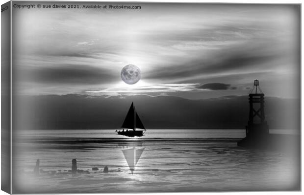sailing through the moonlight Canvas Print by sue davies