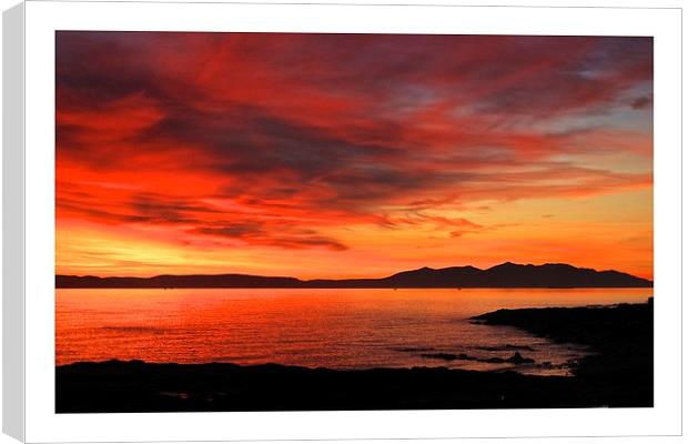 sunsetting over Arran Canvas Print by jane dickie