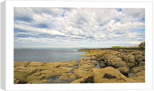  Troon rocks and ballast bank Canvas Print by jane dickie