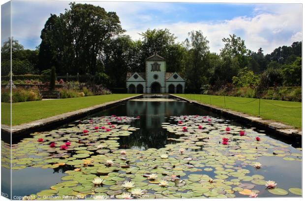 Serene Lily Pond at Bodnant Gardens Canvas Print by Graham Parry
