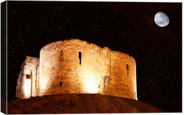 Moonlit Cliffords Tower at Midnight Canvas Print by Graham Parry