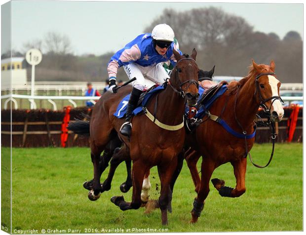 Spring Steeplechase: Stratford Racecourse's Thrill Canvas Print by Graham Parry