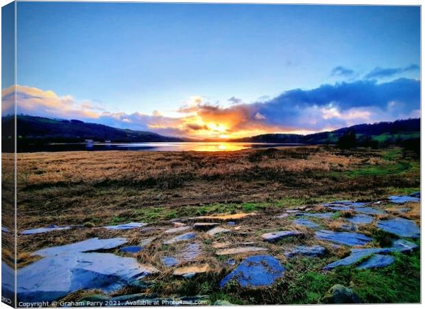 Winter's Dusk Over Bala Lake Canvas Print by Graham Parry