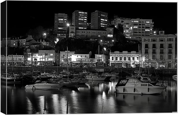 Torquay Harbour In Black & White Canvas Print by Paul Mirfin