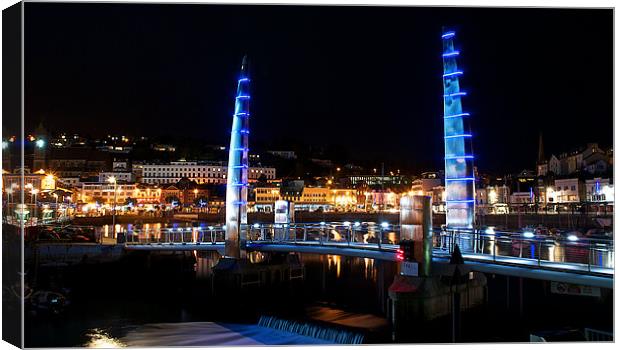 Torquay harbour At Night 1 Canvas Print by Paul Mirfin