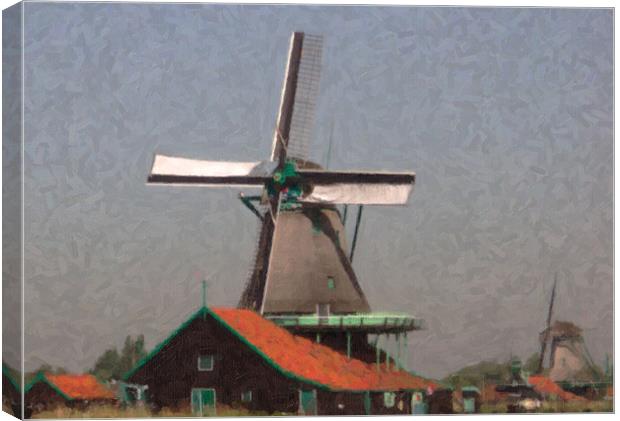 Windmills, a Pastel Canvas Print by Thomas Grob