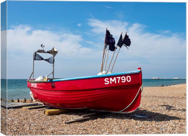 Red Boat Worthing Canvas Print by Clive Eariss