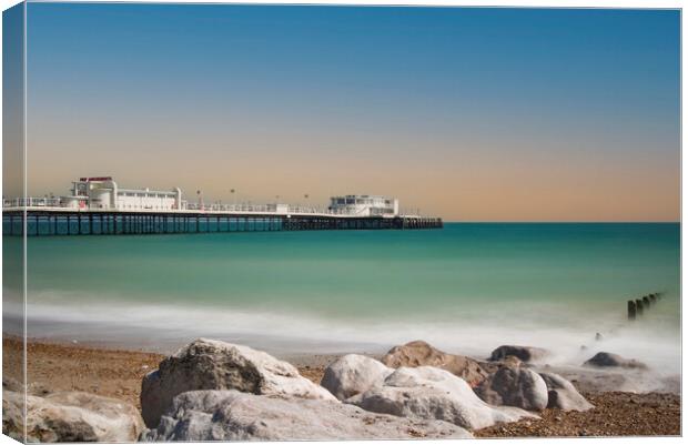 Worthing Pier View Canvas Print by Clive Eariss
