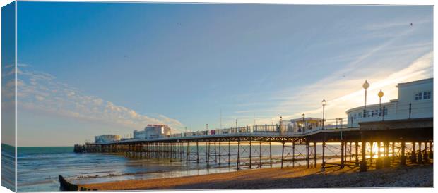 Worthing Pier Sunset Canvas Print by Clive Eariss