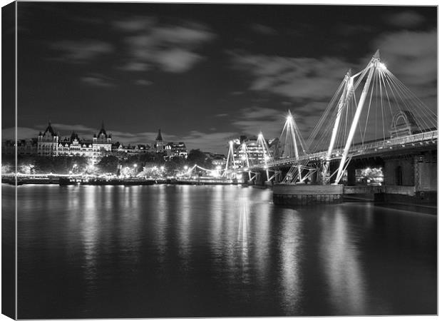 Hungerford Bridge London Black & White Canvas Print by Clive Eariss
