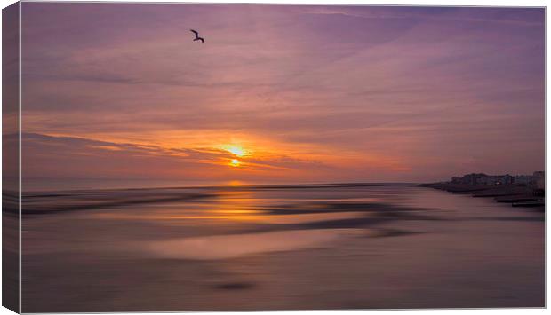 Worthing Beach Sunset Canvas Print by Clive Eariss