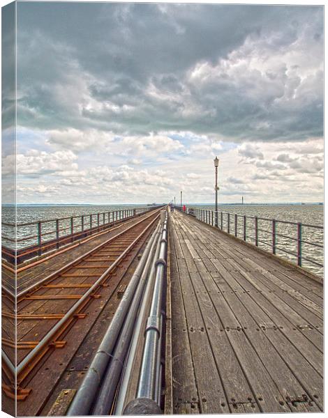 Southend Pier And Rail Canvas Print by Clive Eariss