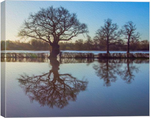  Winter Flood Cobham Canvas Print by Clive Eariss