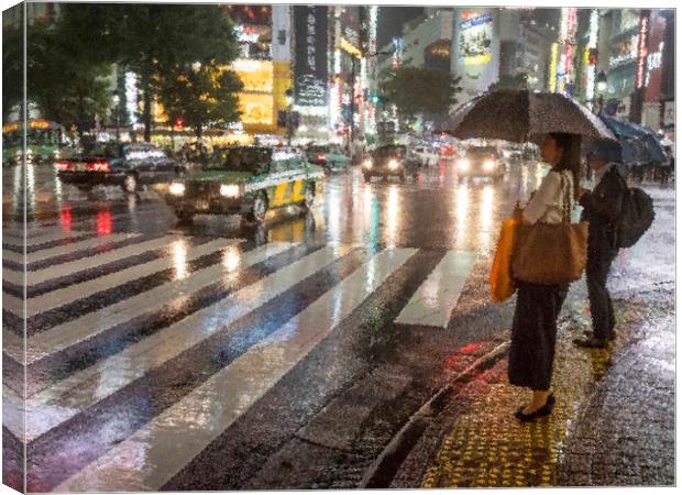 Rain In Tokyo Canvas Print by Clive Eariss