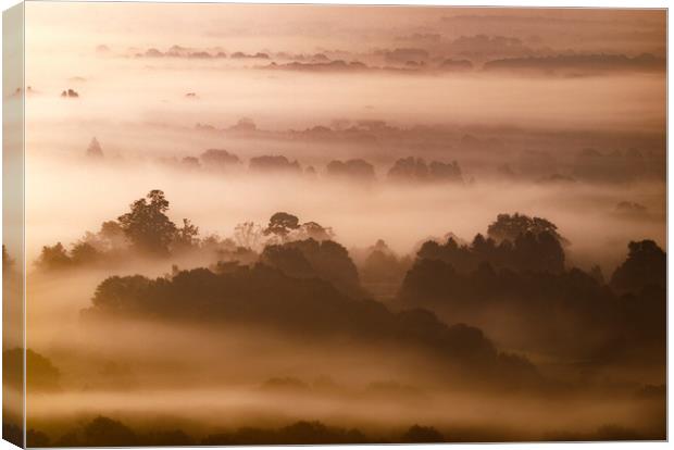 Mist  Over Brockham Canvas Print by Clive Eariss