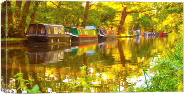 Moored Boats Canal Canvas Print by Clive Eariss