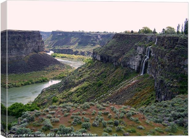 Snake River Twin Falls Idaho Canvas Print by Peter Castine
