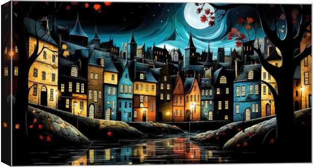 Moonlit Cotswolds Village Canvas Print by Brian Tarr