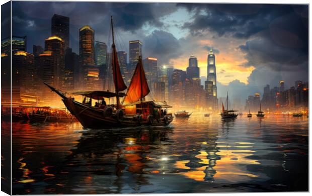 Hong Kong Night Canvas Print by Brian Tarr