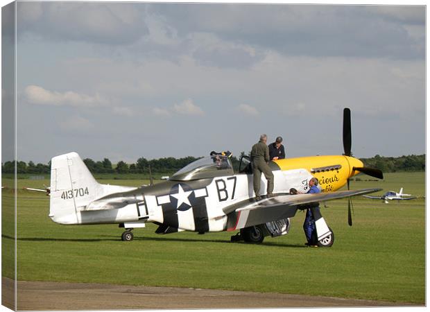 P-51D Mustang - The de-briefing Canvas Print by Edward Denyer