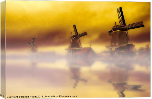 Holland Windmills Canvas Print by Robert Pettitt