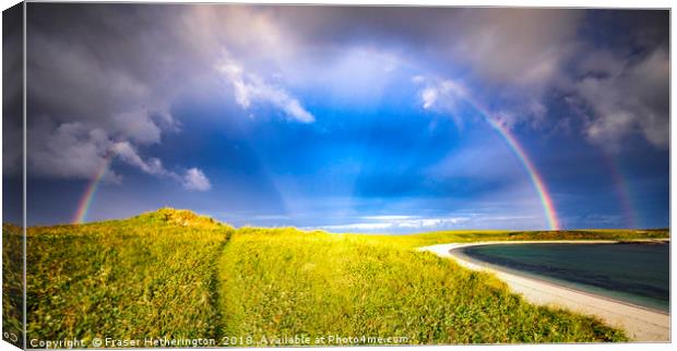 Sunshine Rainbow on Uist Canvas Print by Fraser Hetherington