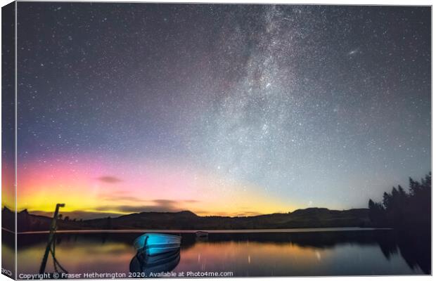 Loch Ordie Aurora and Milky Way Canvas Print by Fraser Hetherington