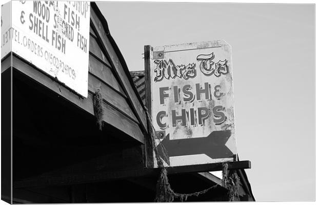 Mrs T's Fish & Chips Canvas Print by Ian Shadlock