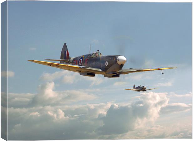 Spitfire - Twos Company Canvas Print by Pat Speirs