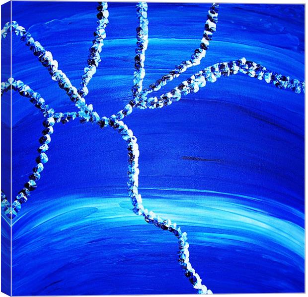 Blue abstract painted tree Canvas Print by Charlotte Anderson