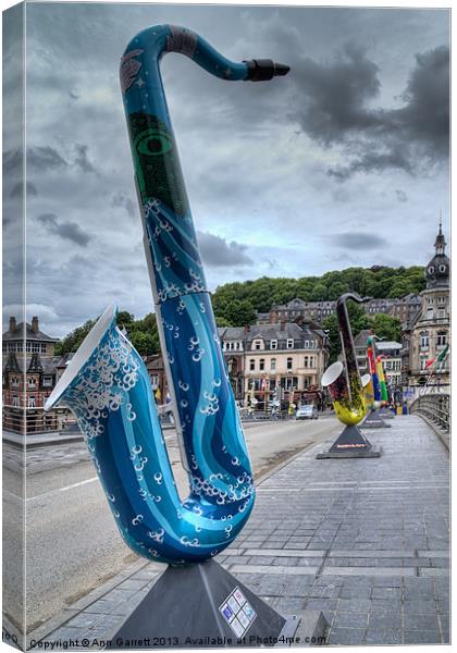 Saxophone Bridge, Dinant, Belgium Canvas Print by Ann Garrett