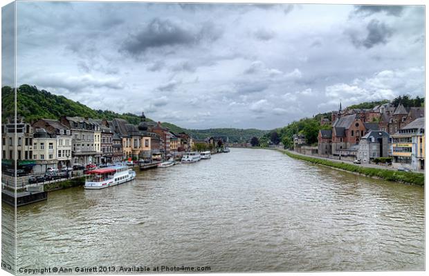 Dinant on the River Meuse Canvas Print by Ann Garrett