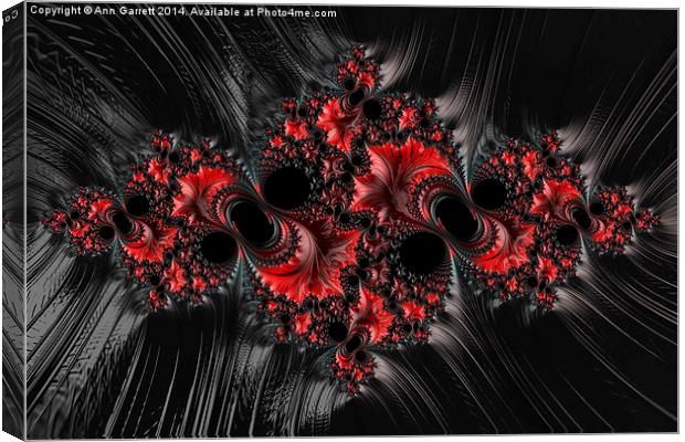 Red on Black - A Fractal Abstract Canvas Print by Ann Garrett