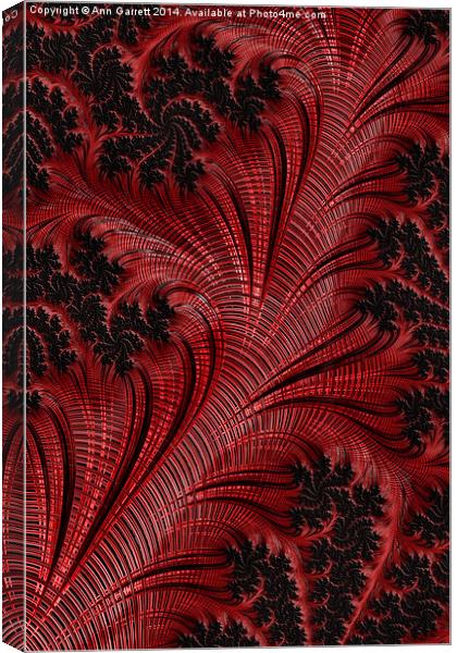 Red on Black  2 - A Fractal Abstract Canvas Print by Ann Garrett